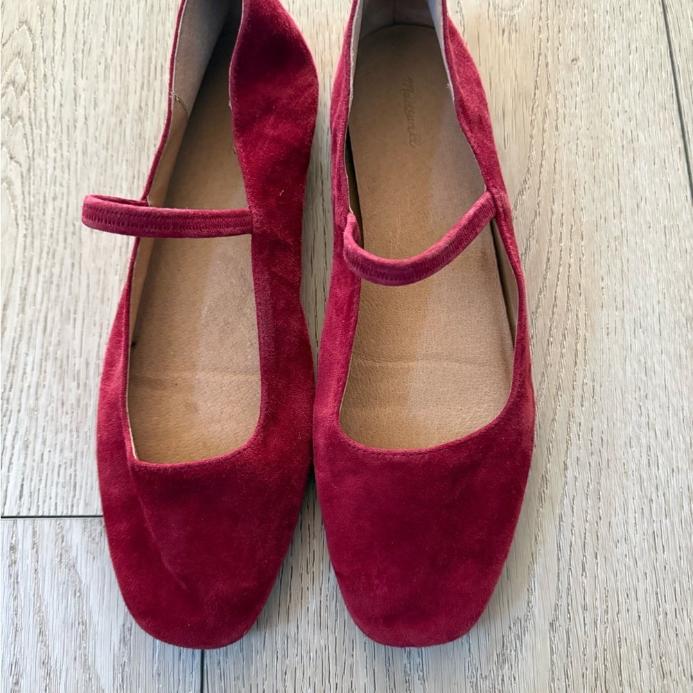 Madewell Burgundy Suede Mary Jane Flats
